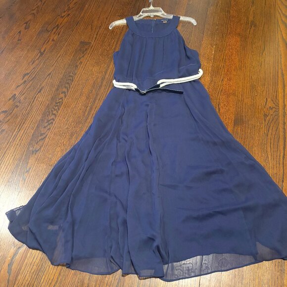 Tommy Hilfiger Navy Blue Nautical Chiffon dress size 14 - Picture 2 of 16